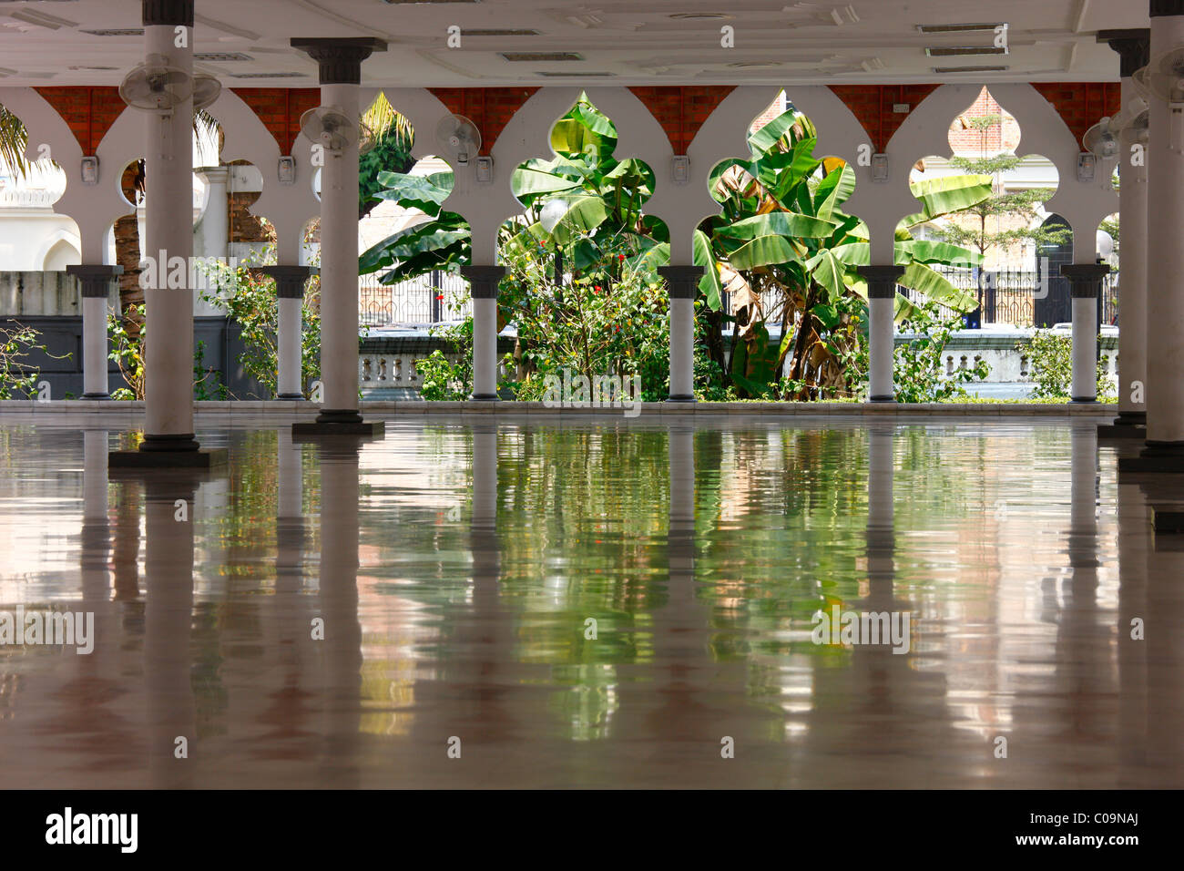 Prayer room that has recently been mopped, Masjid Jamek Mosque, Kuala Lumpur, Malaysia, Asia Stock Photo