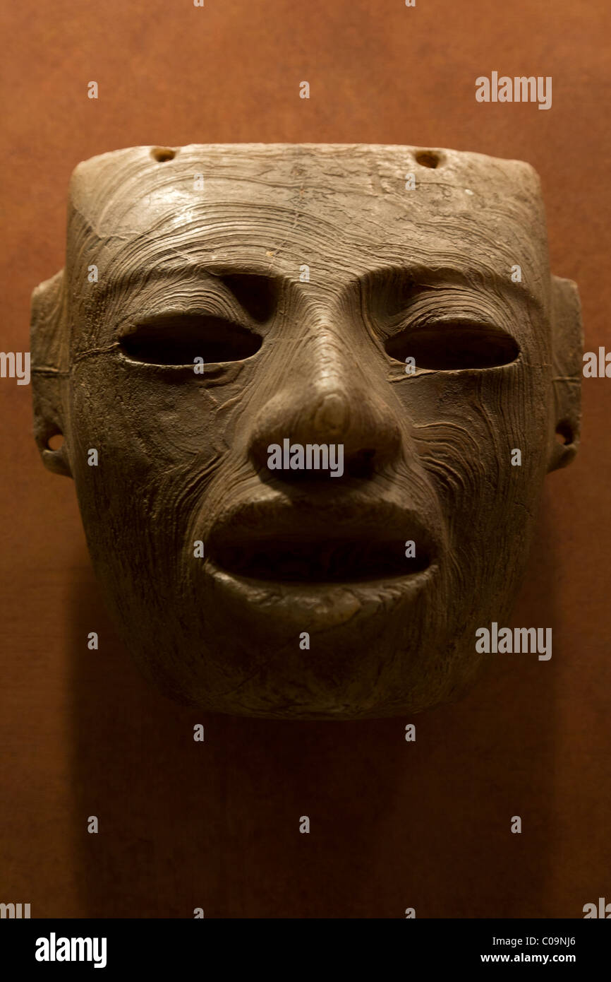 Stone mask of a Teotihuacan Idealized Man or Hombre Idealizado