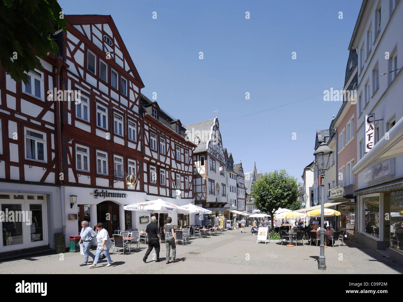 Half-timbered houses in the old town of Montabaur, Rhineland-Palatinate, Germany, Europe Stock Photo