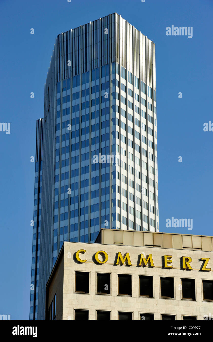Commerzbank Tower, Eurotower, European Central Bank, ECB, Financial District, Frankfurt am Main, Hesse, Germany, Europe Stock Photo