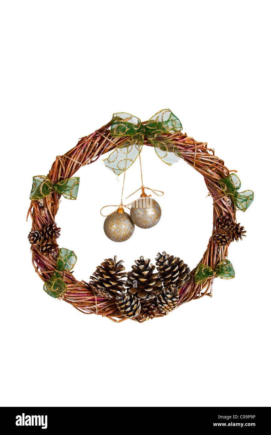 Christmas wreath on white background Stock Photo - Alamy