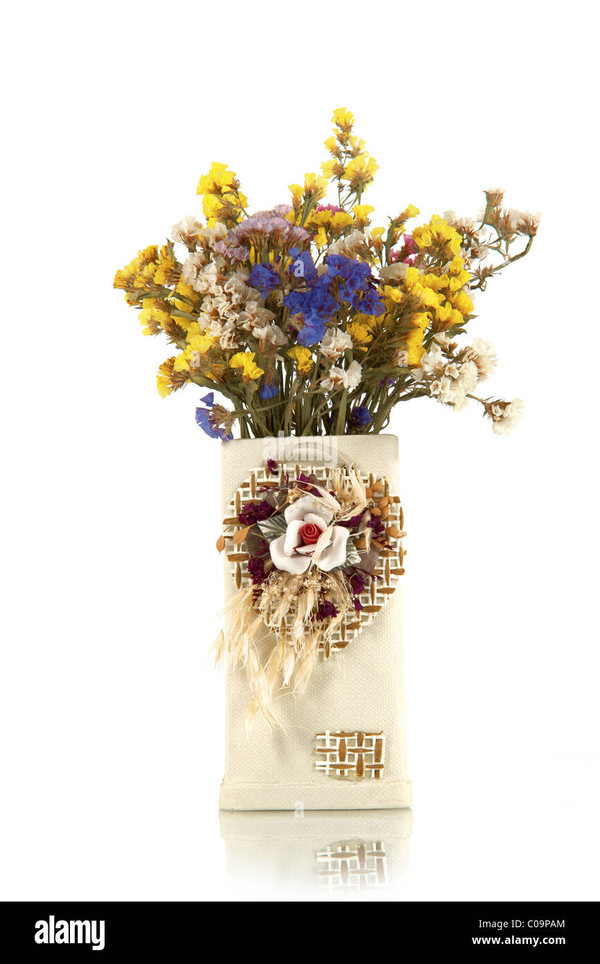 Bouquet flowers in a vase on a white background Stock Photo - Alamy
