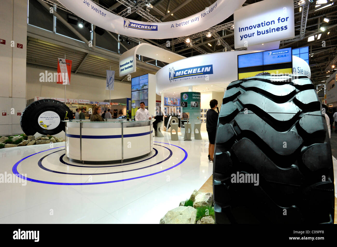 MICHELIN tires booth, Bauma 2010 trade fair for construction machinery, Messe Munich fairgrounds, Munich, Bavaria Stock Photo