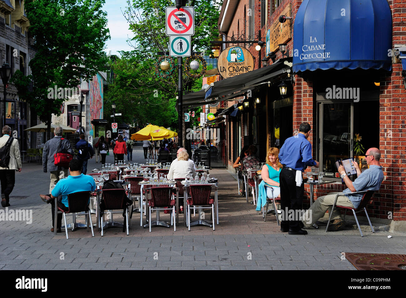 Street cafes and restaurants in a residential district, Montreal