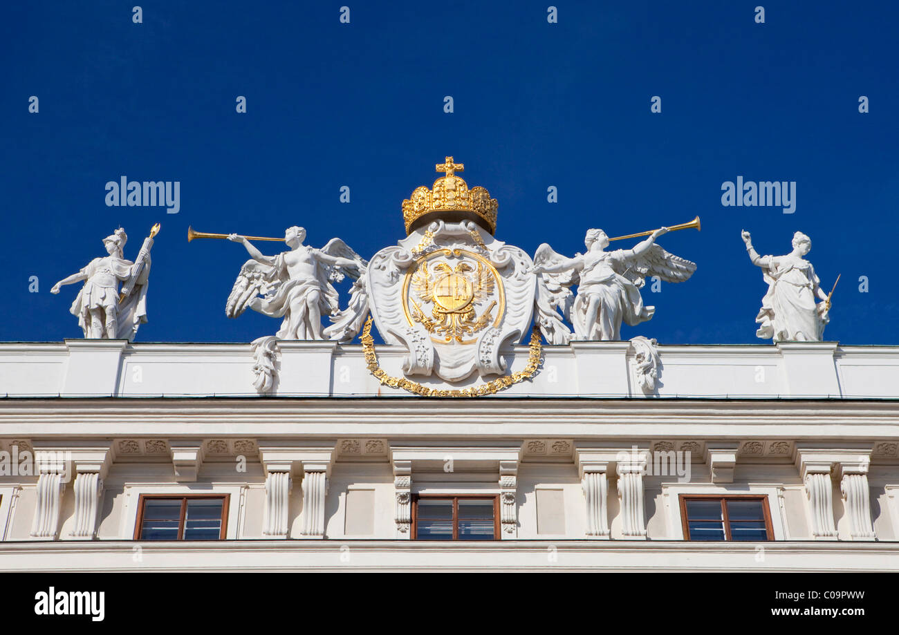 Sculptures on the roof of the Hofburg Imperial Palace, Vienna, Austria, Europe Stock Photo