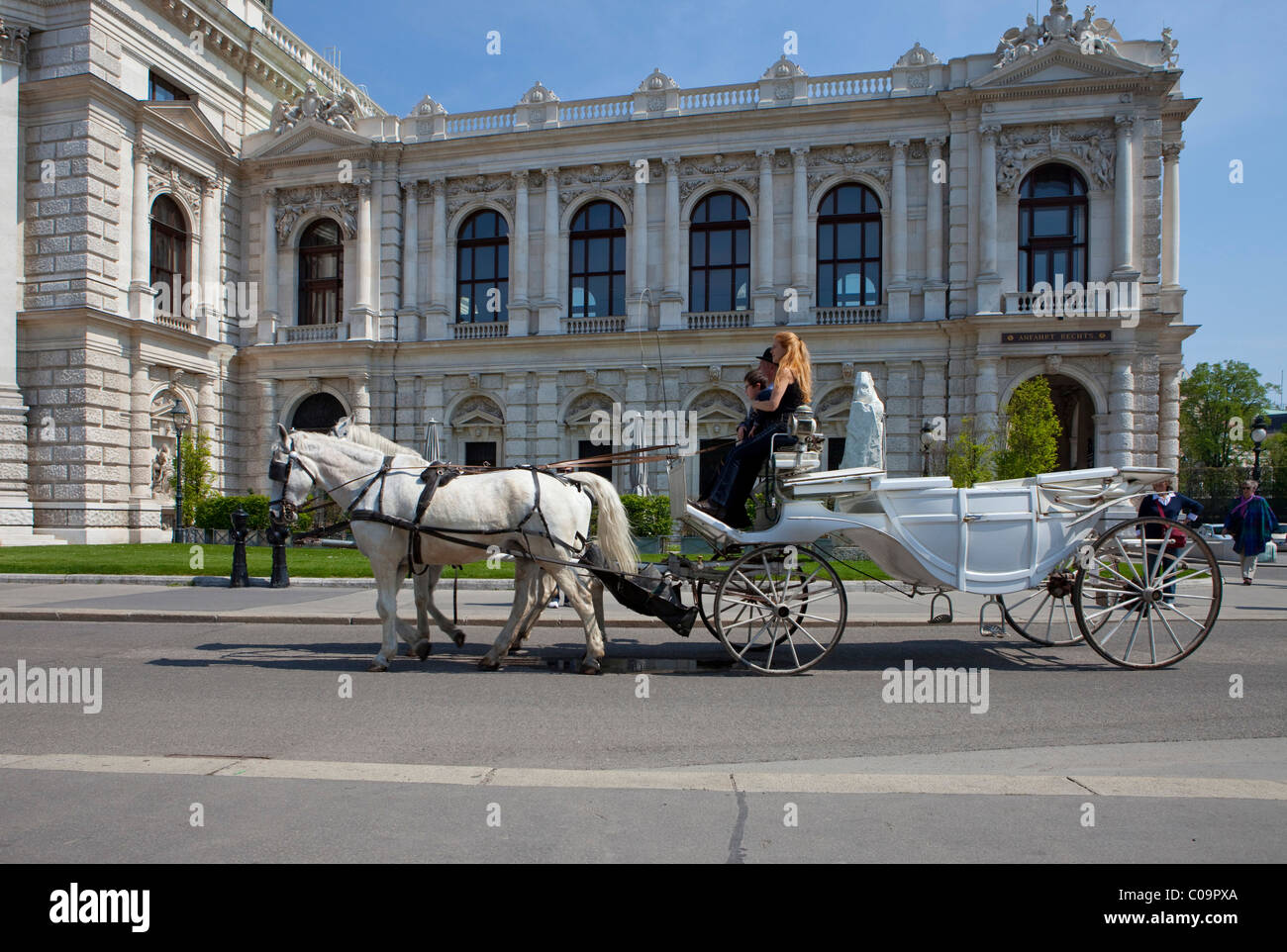 Fiaker carriage in front of the Burgtheater, Ringstrasse, Vienna, Austria, Europe Stock Photo