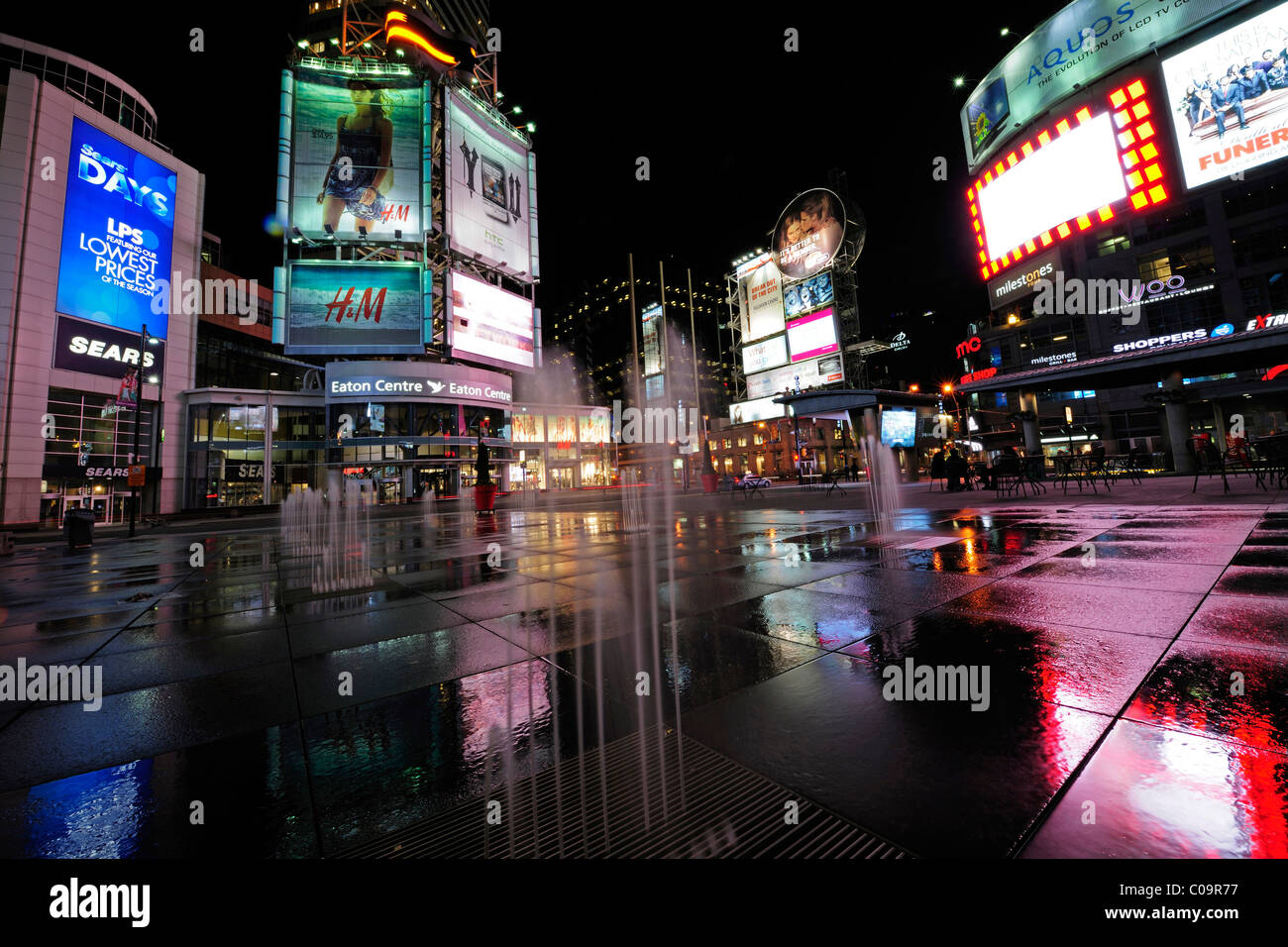 Dundas Square at night, square in the heart of downtown Toronto, Ontario, Canada Stock Photo