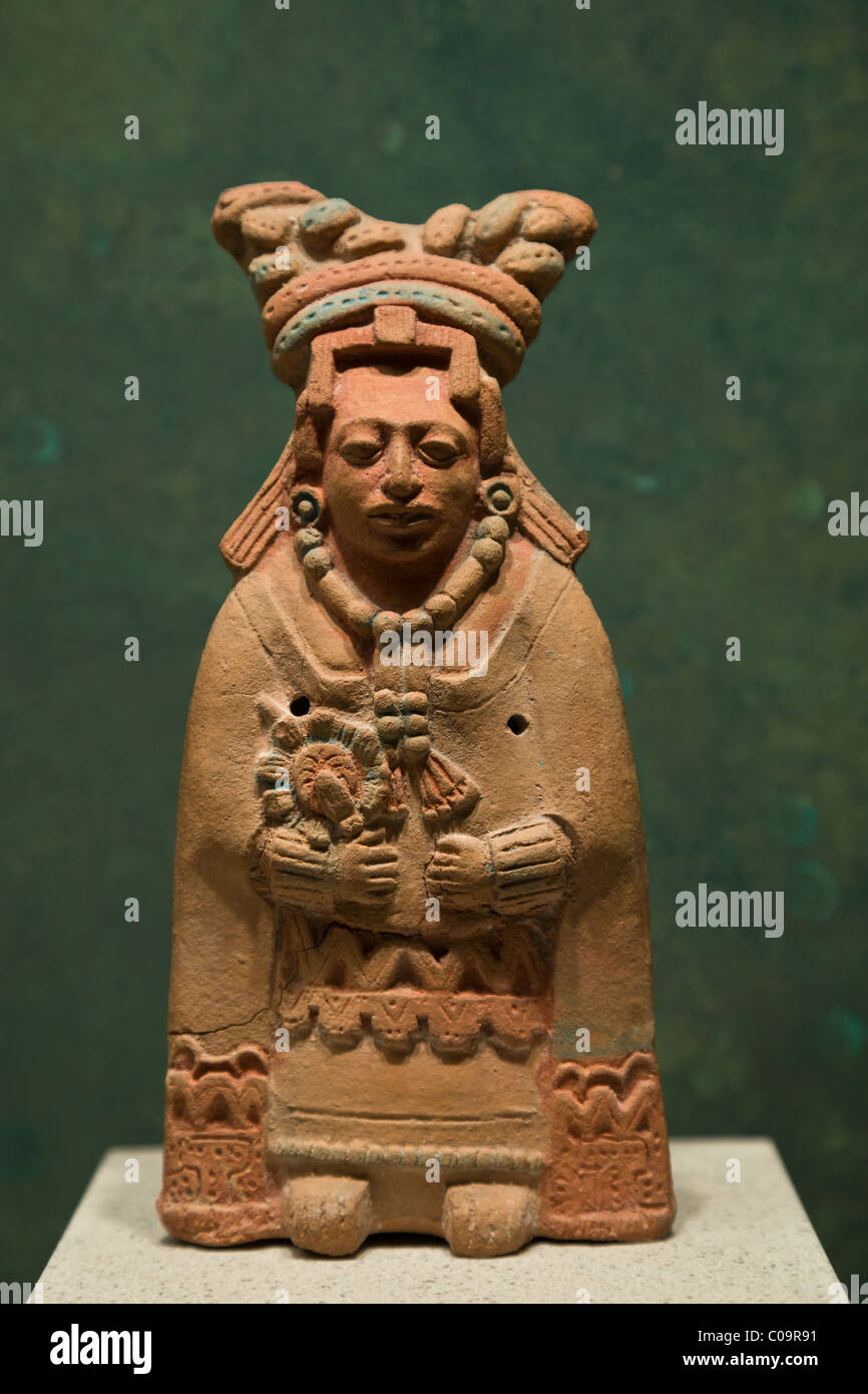 Clay Maya figurine in the National Museum of Anthropology, Mexico City