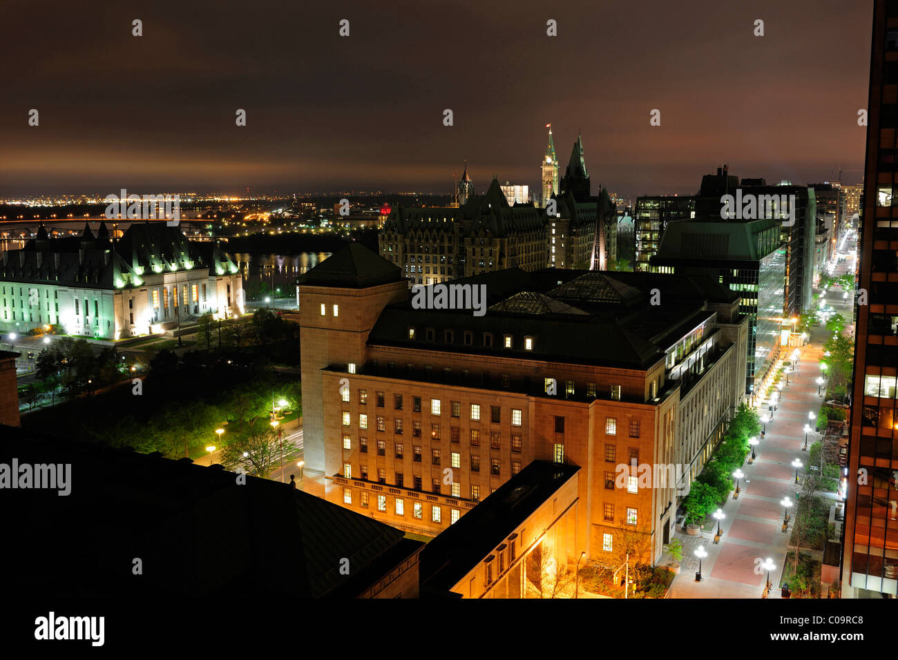 Ottawa, the capital of Canada, at night, Ontario, Canada Stock Photo ...