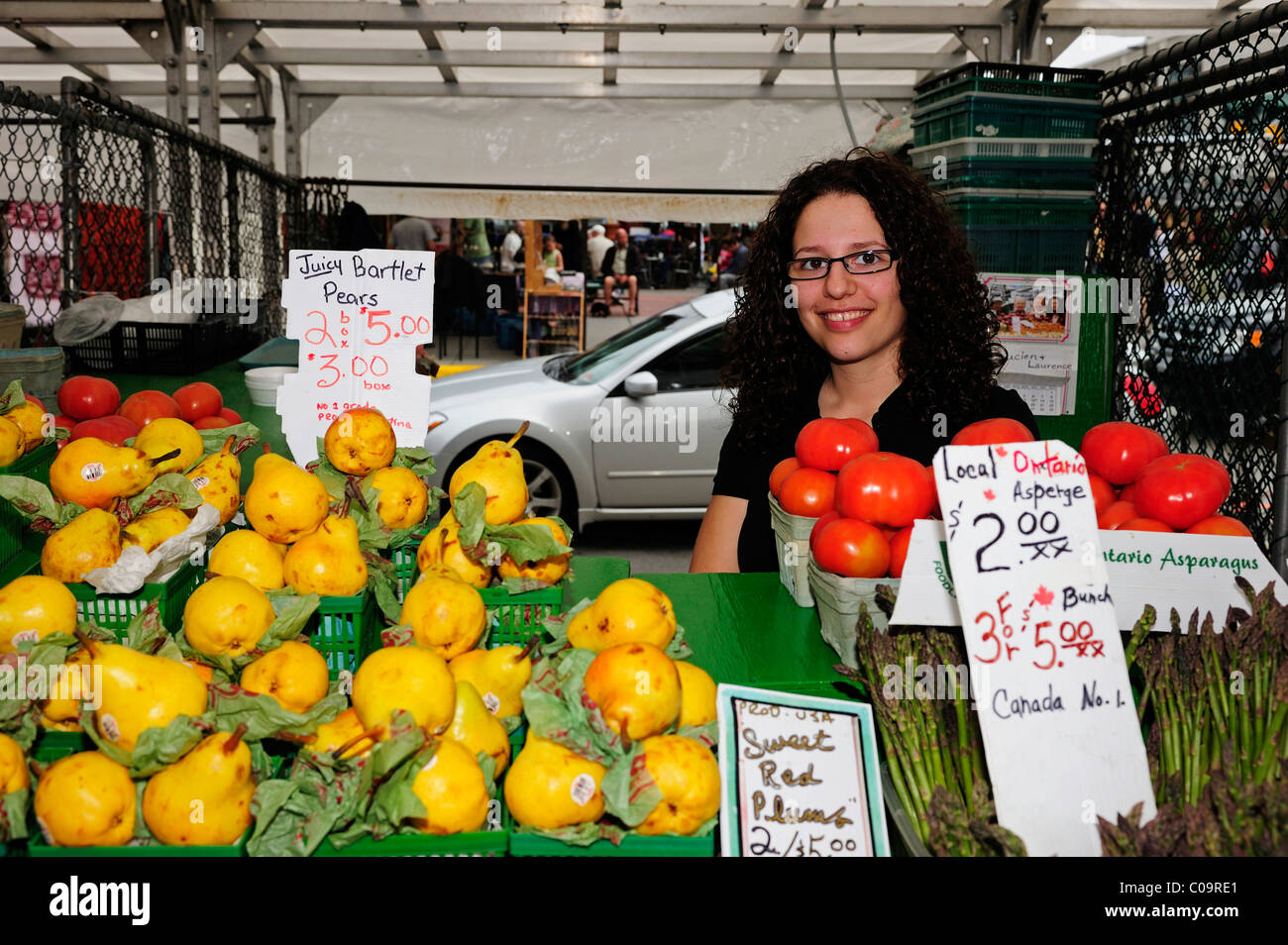 Vegetable and fruit vendor in the market, Ottawa, Ontario, Canada Stock