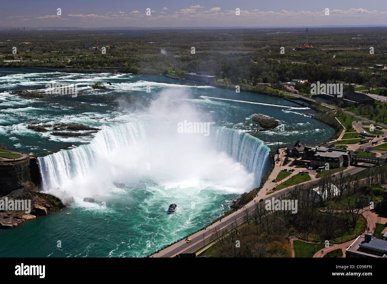 Niagara Falls seen from the Skylon Tower, Ontario, Canada Stock Photo