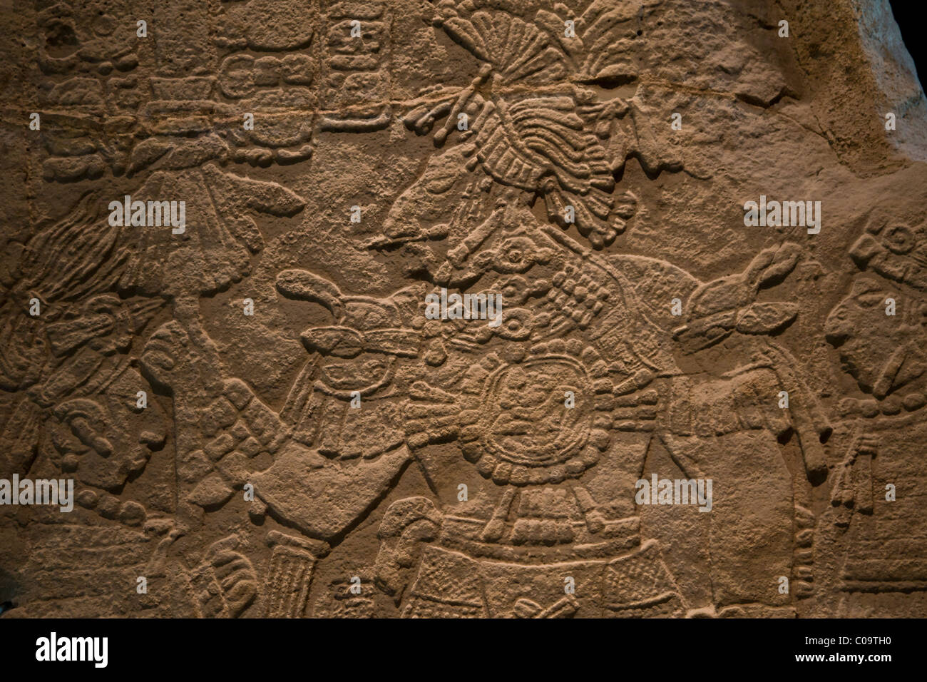 Mayan stelae depicting Lord Pacal in the National Museum of Anthropology, Mexico City. Stock Photo