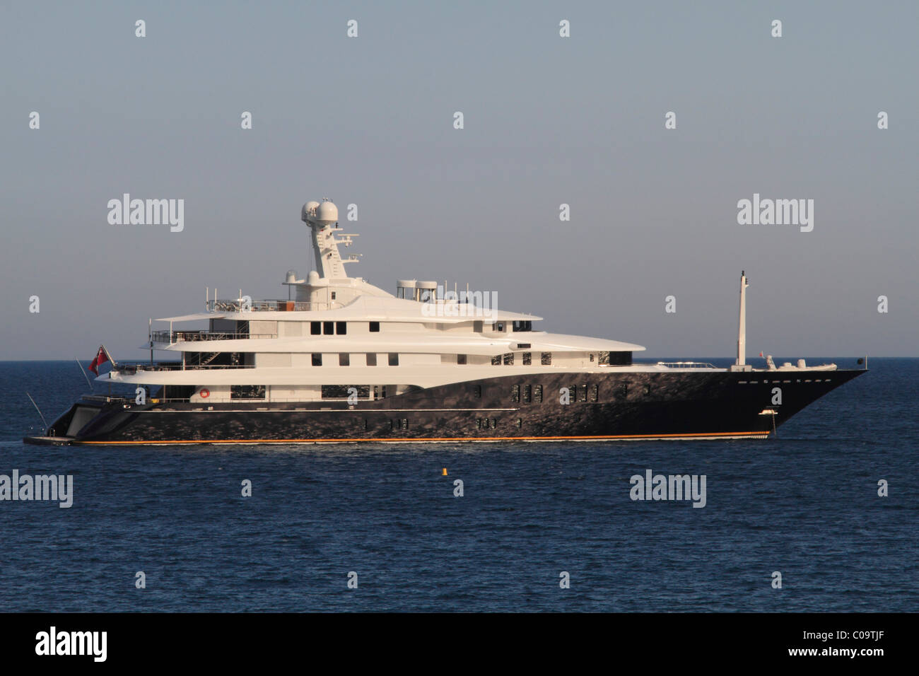 Motor yacht C2, shipyard Abeking and Rasmussen, length 78.43 metres, built in 2008, anchored off Monaco, Côte d'Azur Stock Photo