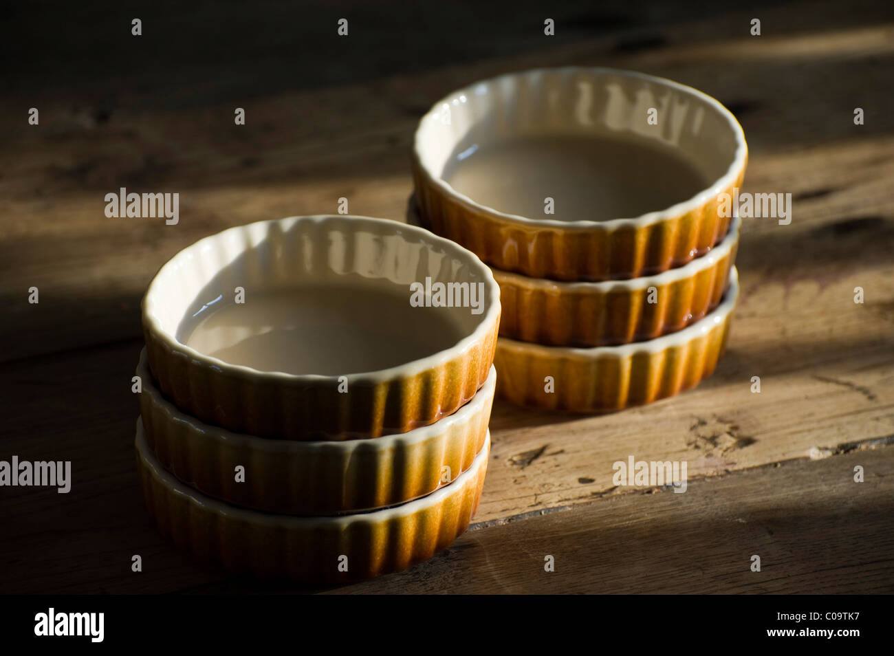 Ceramic baking pans for tarts Stock Photo