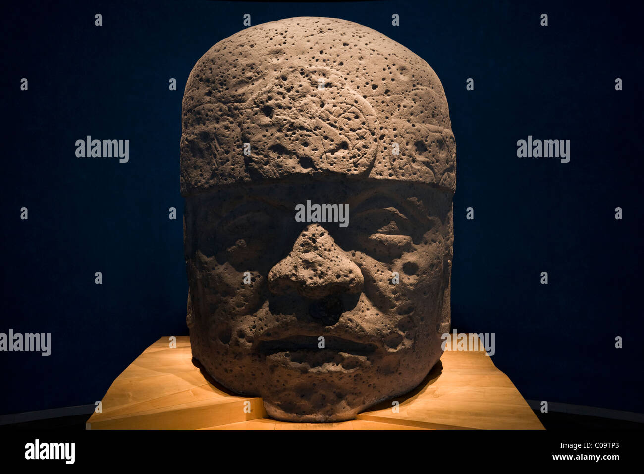 Monument 2 from the ancient Olmec city of San Lorenzo, one of the famous Olmec Colossal Stone Heads. Stock Photo