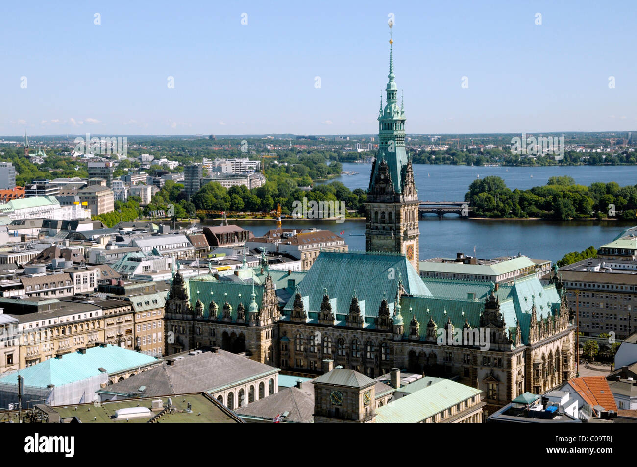 City Hall, Binnenalster and Alster Lakes, Hamburg, Germany, Europe Stock Photo Alamy