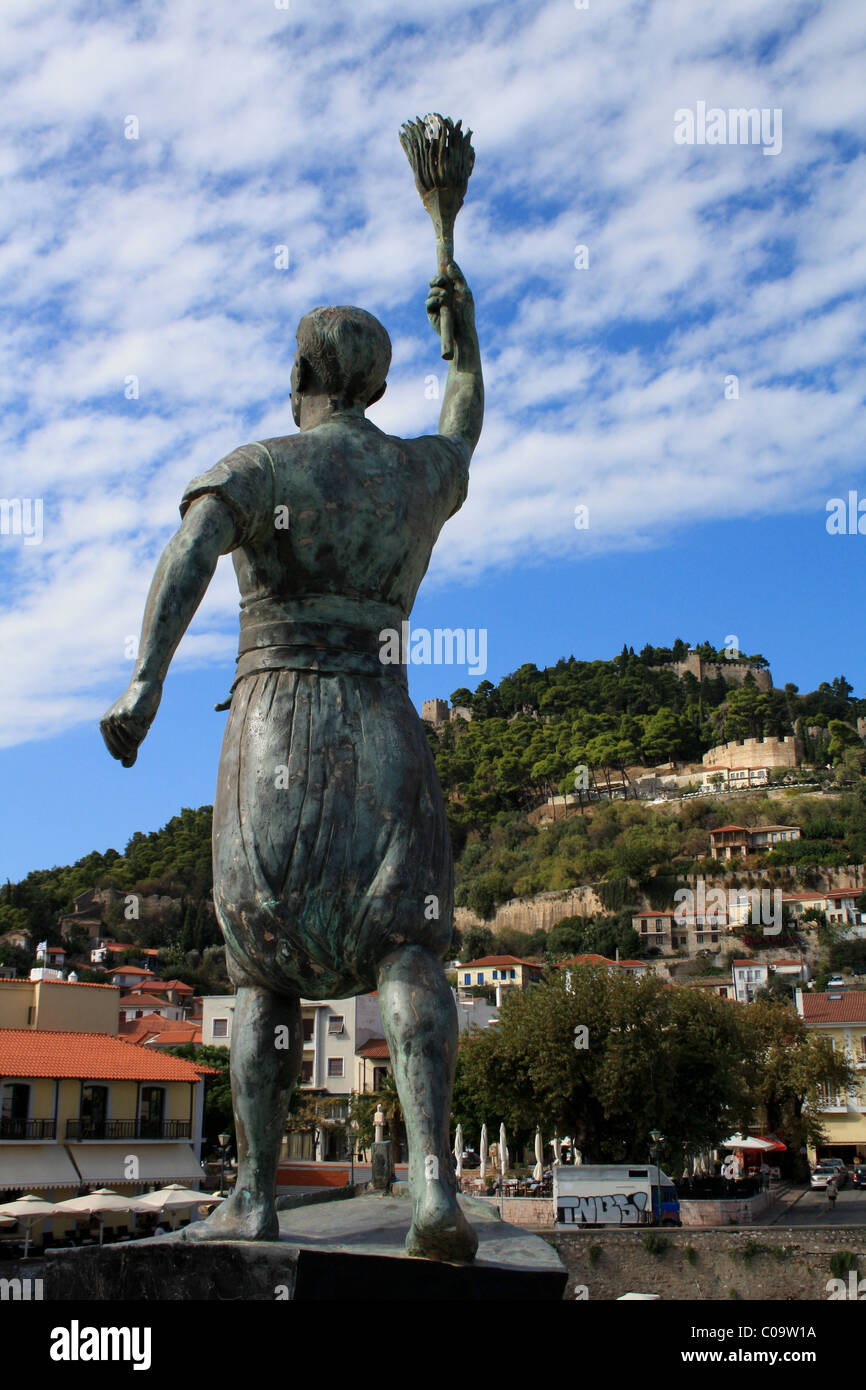 The statue of Giorgos Anemogiannis in Nafpaktos, Aetolia-Acarnania, Greece Stock Photo