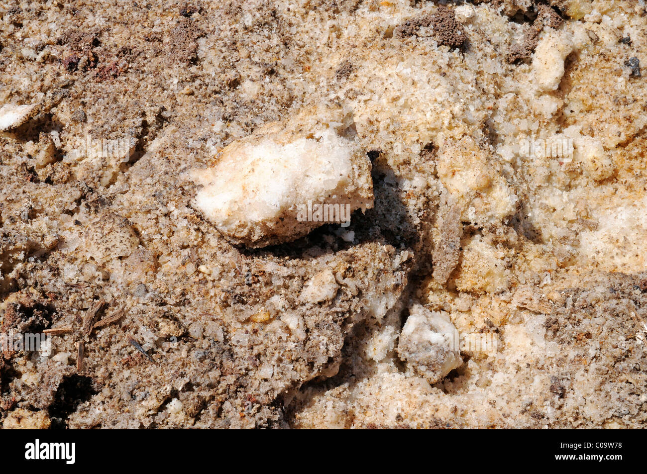 Salpeter, rock, raw materials, saltpeter works, abandoned salpeter town, ghost town, desert, museum, Unesco World Heritage Site Stock Photo