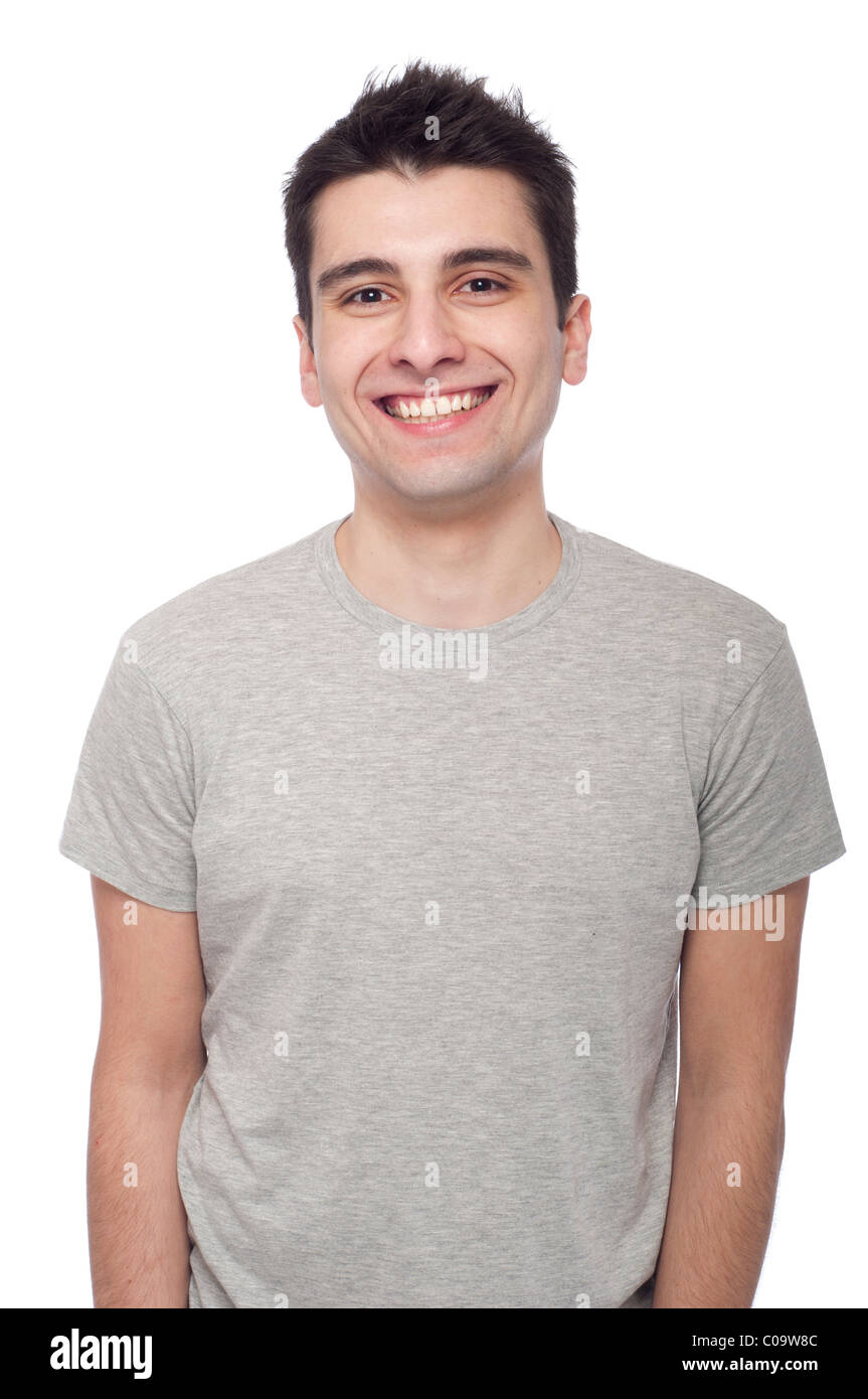 young casual man portrait isolated on white background Stock Photo - Alamy