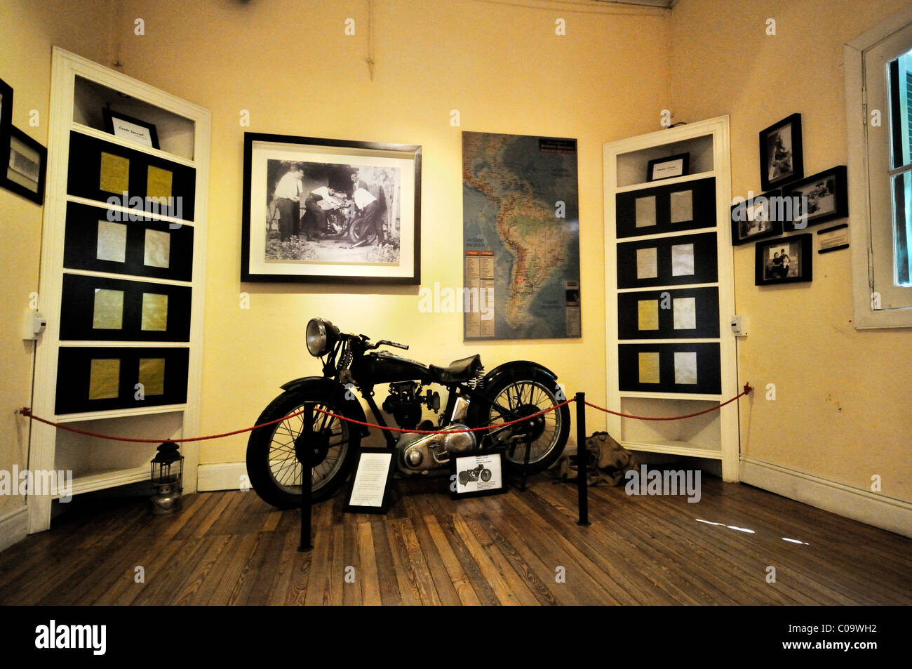Motorcycle with which Che Guevara began his first South America trip, Che Guevara museum in the former home of the revolutionary Stock Photo