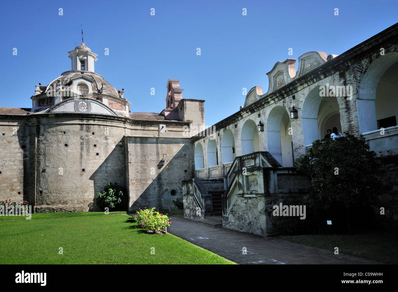 Courtyard and church of the Estancia of the Jesuits in Alta Gracia, UNESCO World Heritage Site, Cordoba, Argentina Stock Photo