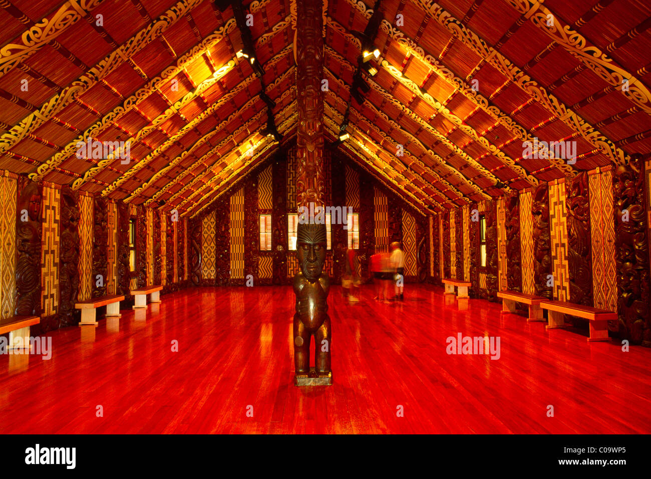 Waitangi Maori Meeting House, interior, North Island, New Zealand Stock Photo