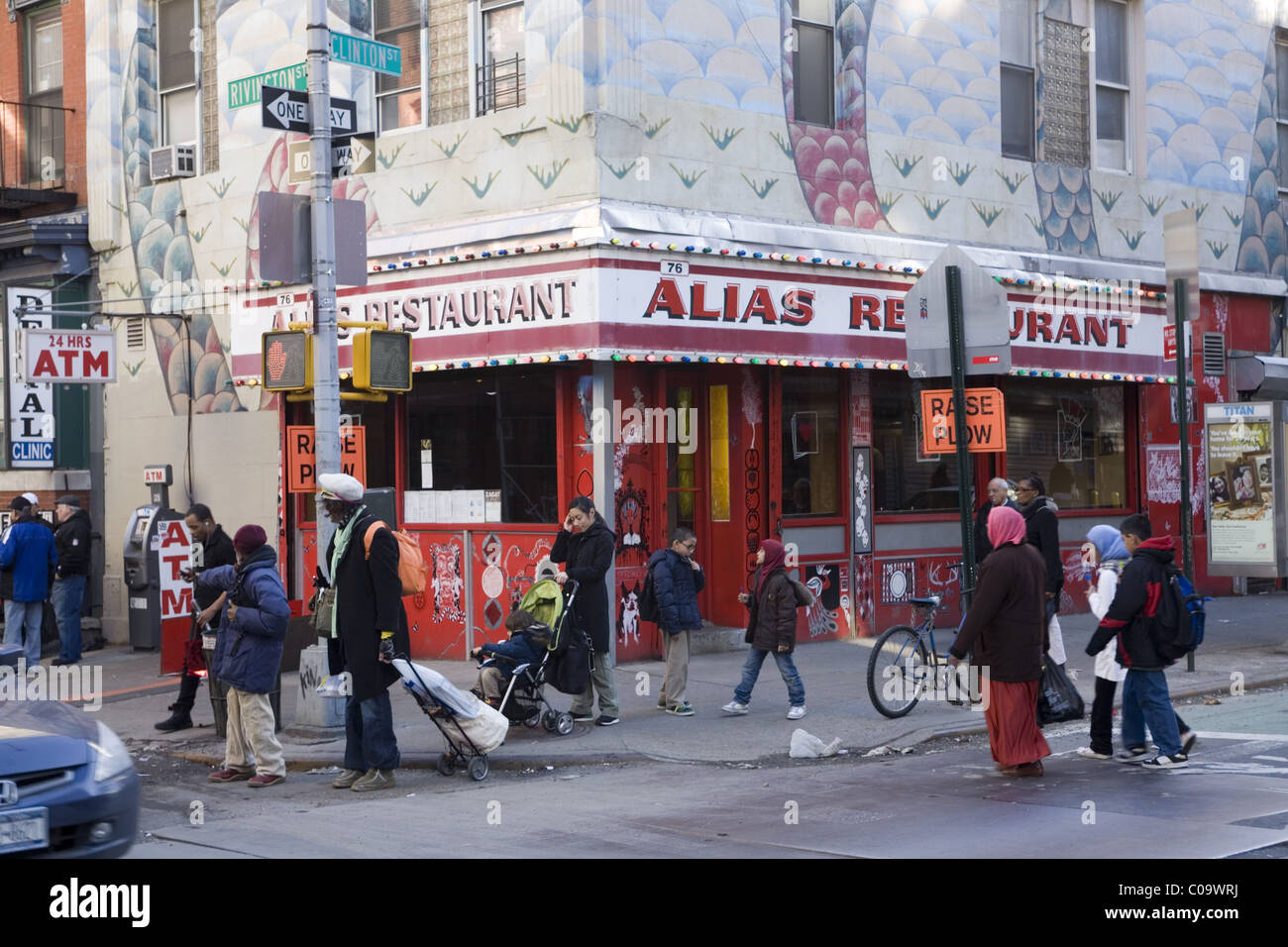 Alias Restaurant at the corner of Rivington and Clinton in the heart of the  Lower East Side of Manhattan, NYC Stock Photo - Alamy