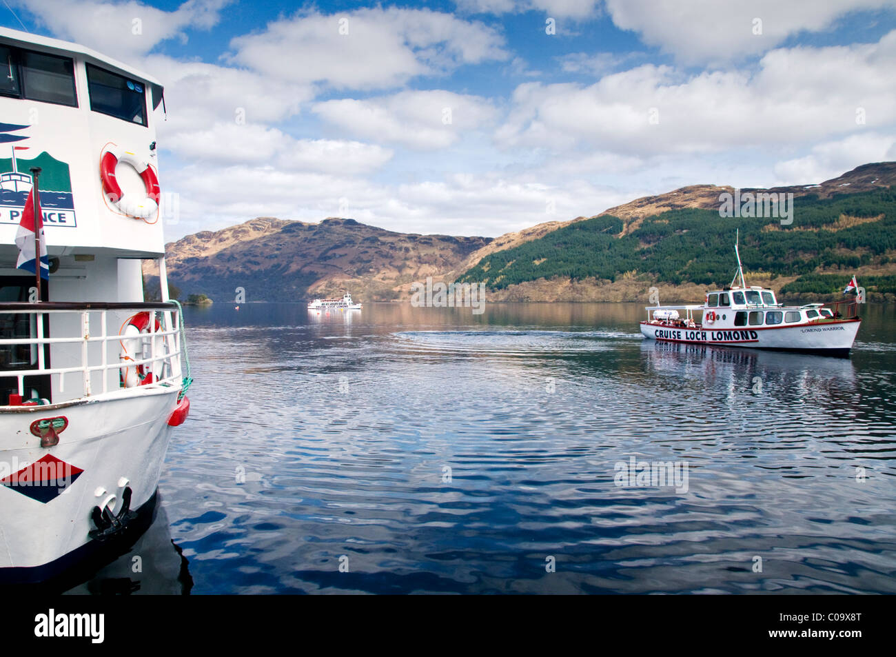 Tour Boats on Loch Lomond, Near Tarbet, Argyll & Bute, Scotland, UK Stock Photo