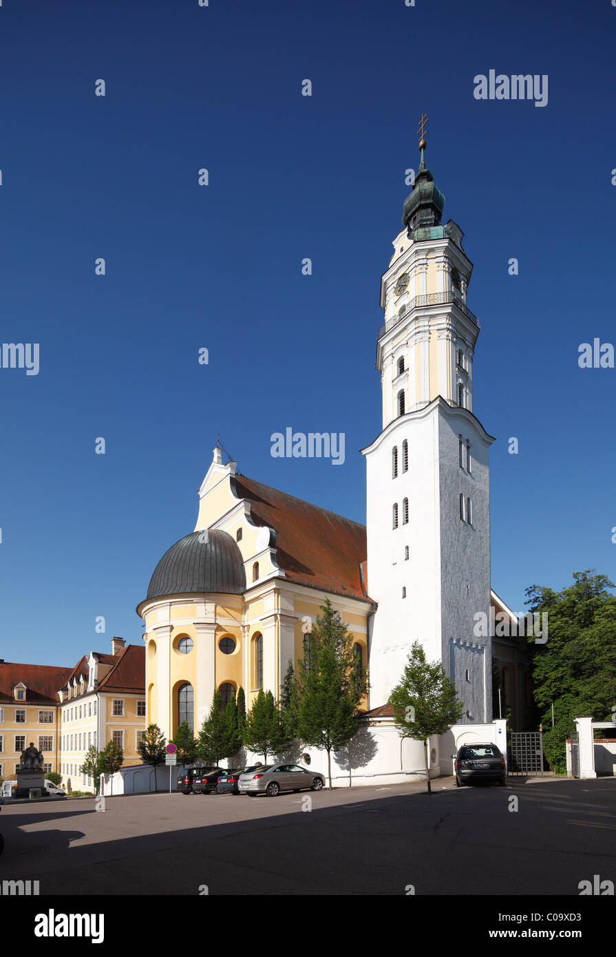 Heilig-Kreuz-Kirche church, Donauwoerth, Donauried, Swabia, Bavaria, Germany, Europe Stock Photo