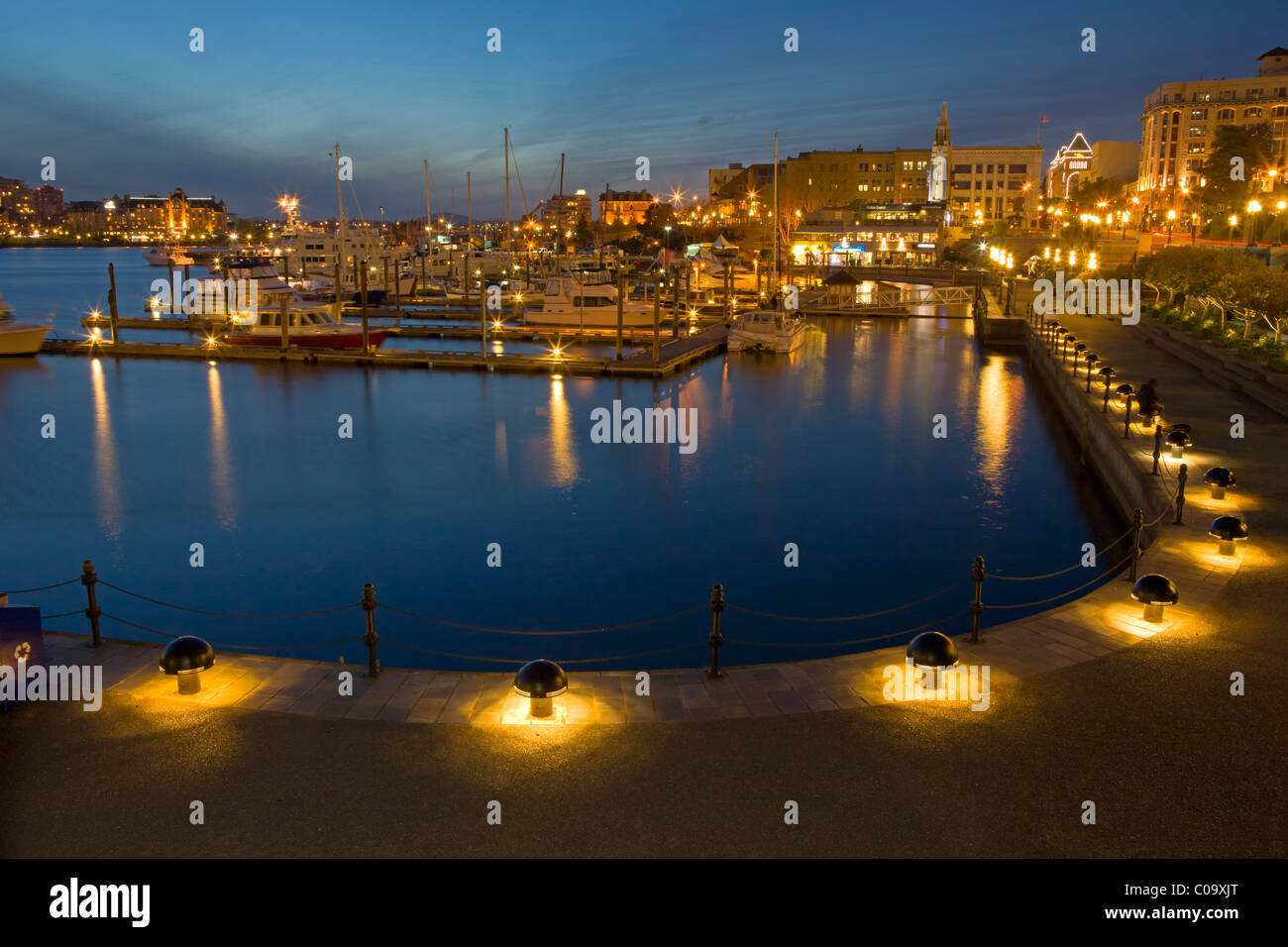 Waterfront walkway and boats at the Inner Harbour walk in Victoria