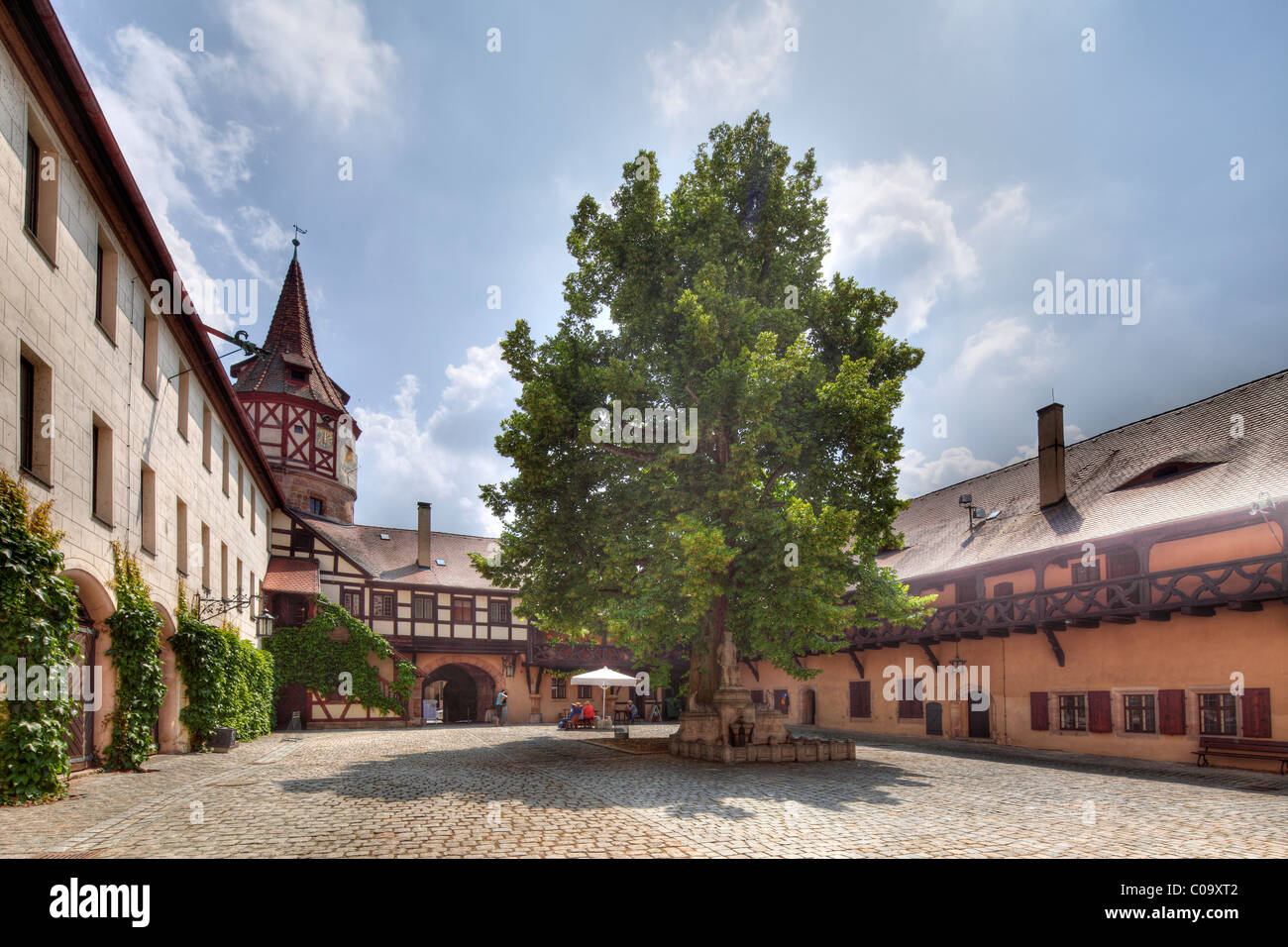 Ratibor Palace, inner courtyard, Roth, Middle Franconia, Bavaria, Germany, Europe Stock Photo
