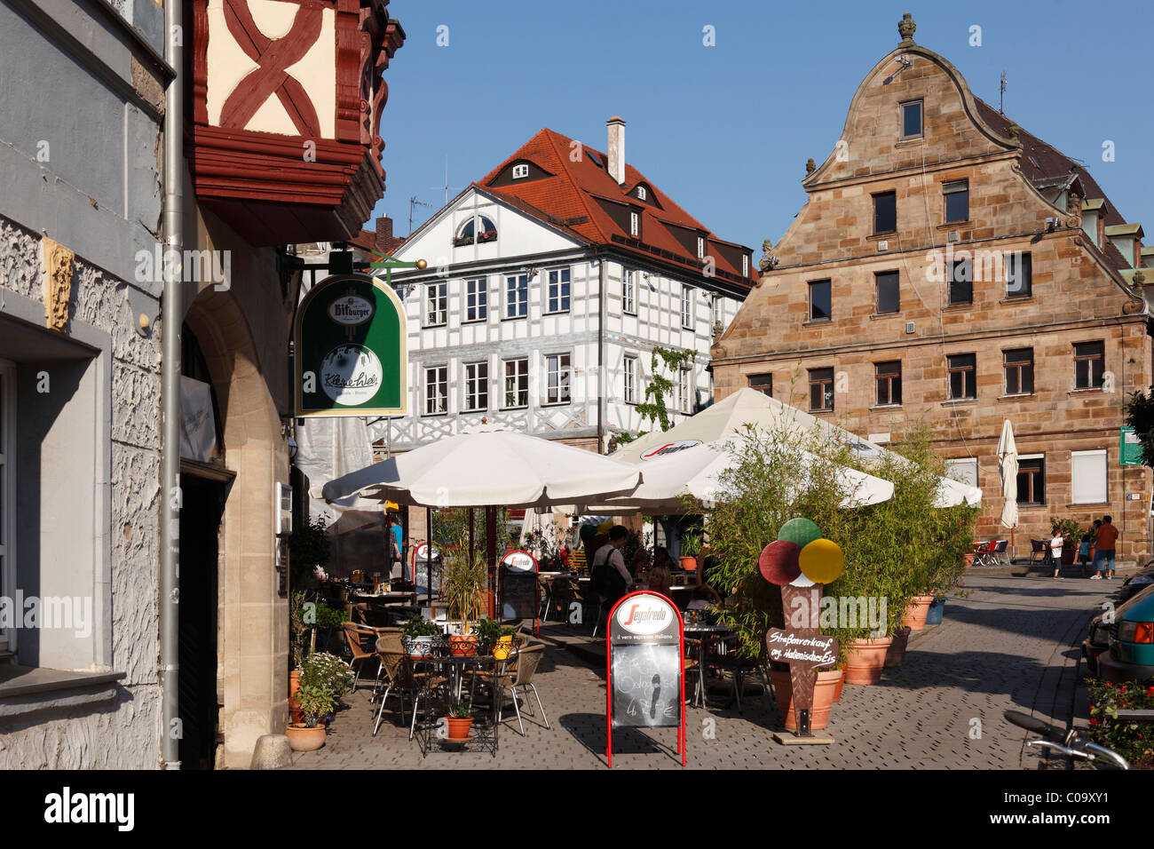 Market square, Fuerth, Middle Franconia, Franconia, Bavaria, Germany, Europe Stock Photo