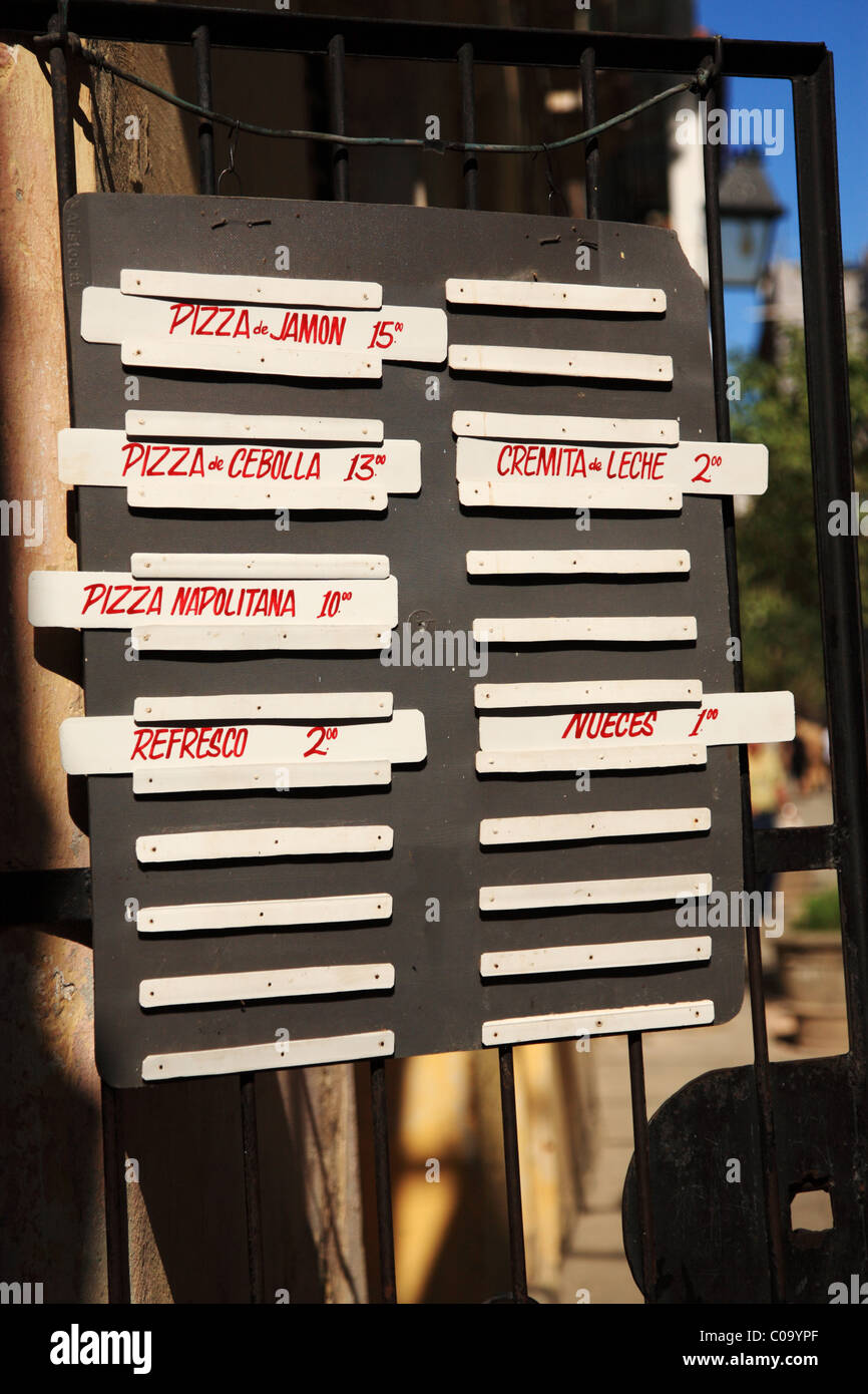 Pizza price list menu board havana hires stock photography and images Alamy