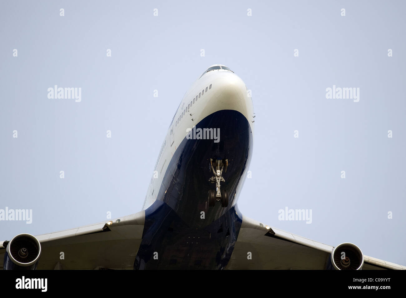 Airplane before landing Stock Photo