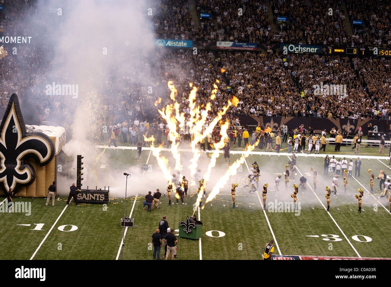 New Orleans Saints celebrate Superbowl win at NFL's opening game of