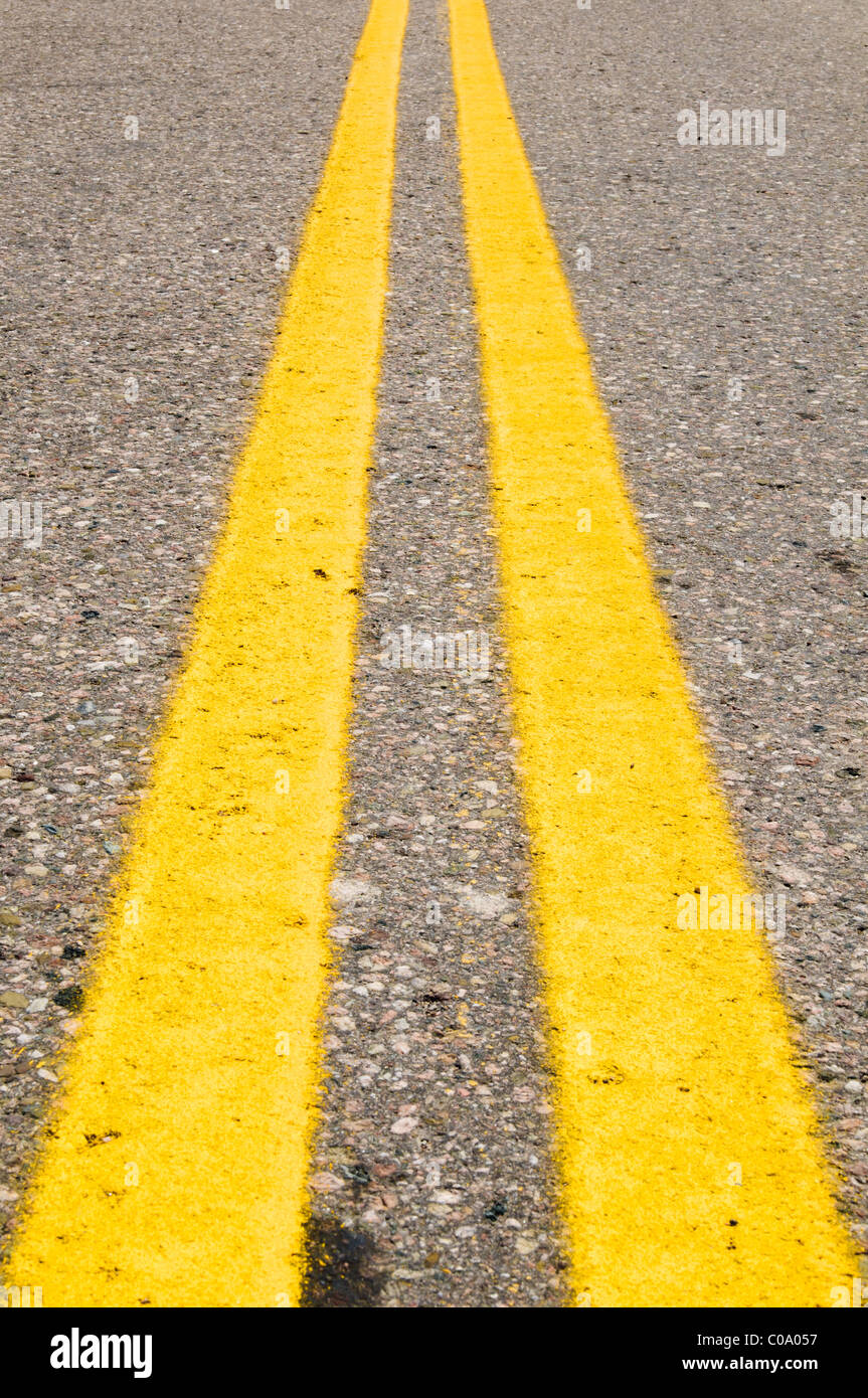 Long yellow road lines Stock Photo Alamy