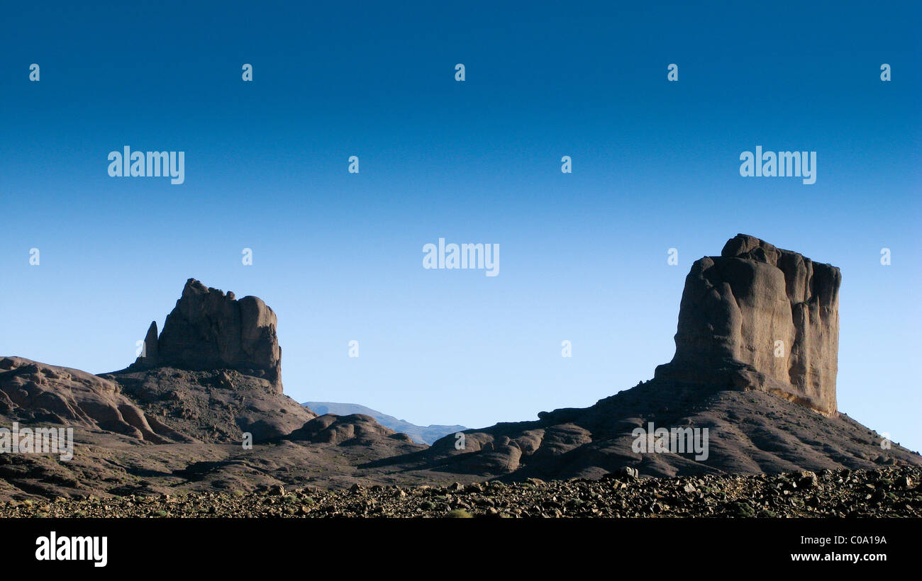 Jebal Ali Rocks Bab and Ali volcanic plug rocks, Jebel Sahro region, Morocco Stock ...