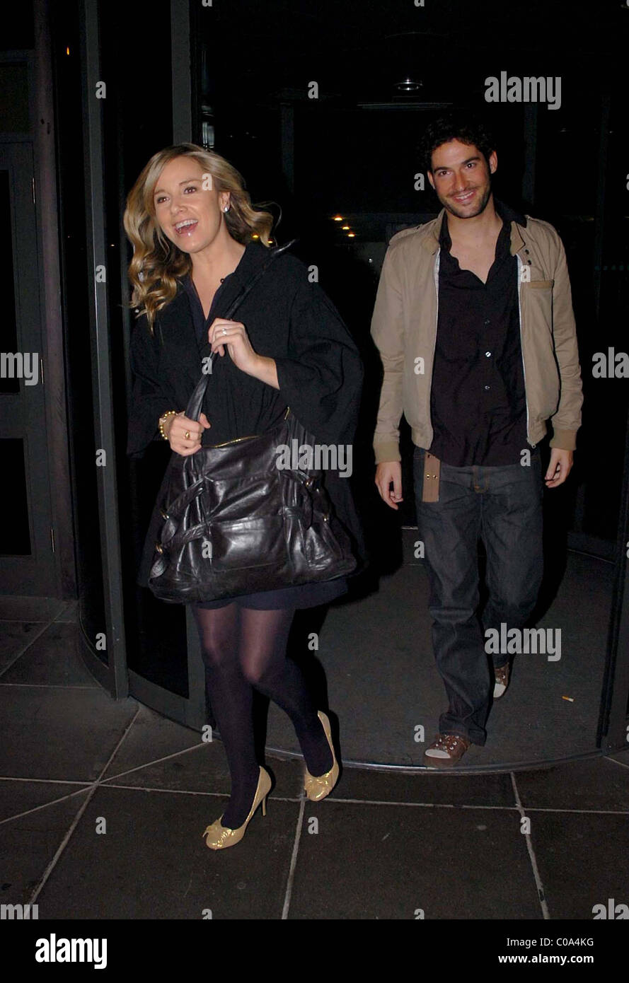 Tamzin Outhwaite, who is pregnant with her first child, leaving the RTE  studios with her boyfriend Tom Ellis Dublin, Ireland Stock Photo - Alamy
