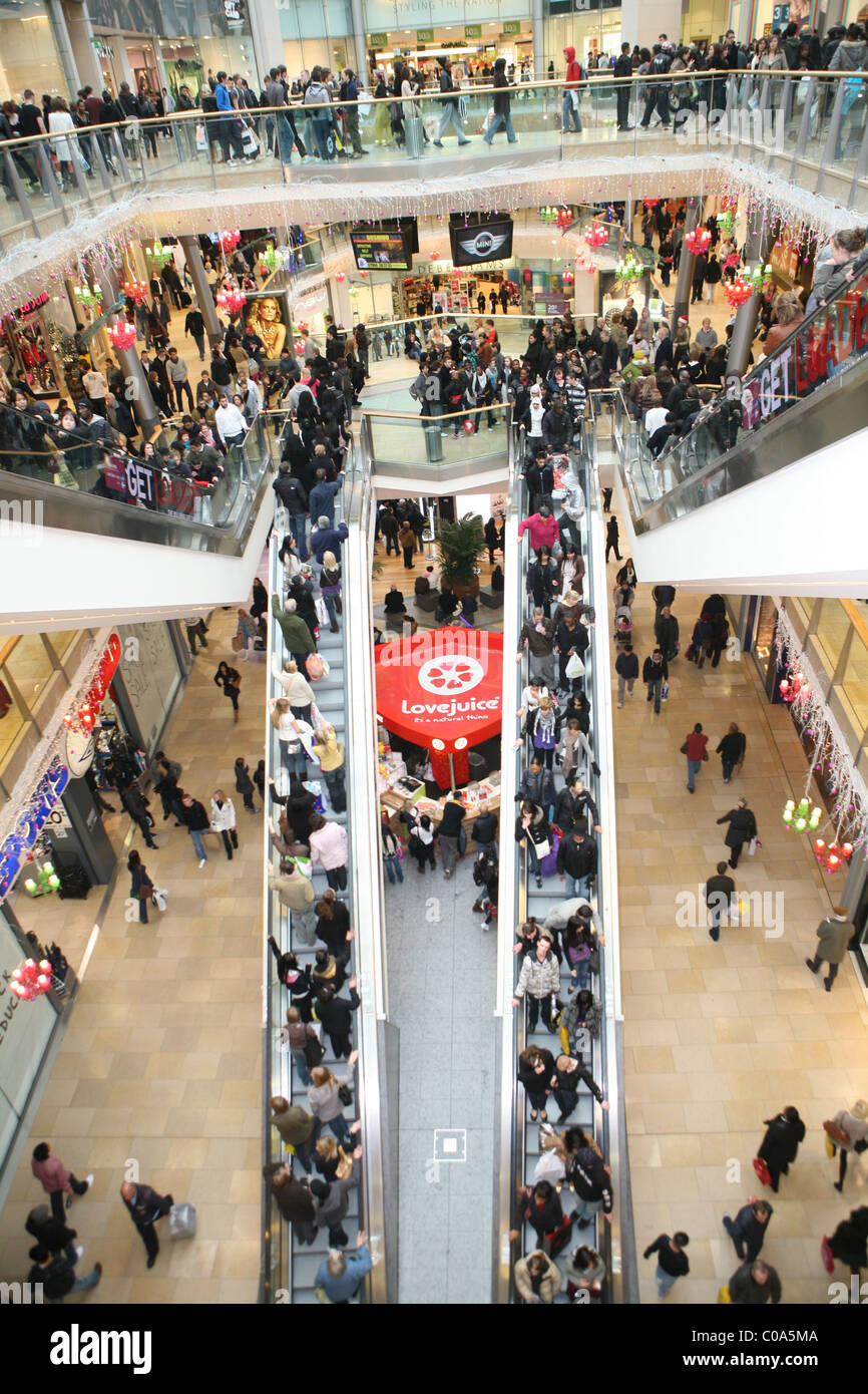 Shopping Mall packed with shoppers at the Westfield shopping centre Stock Photo