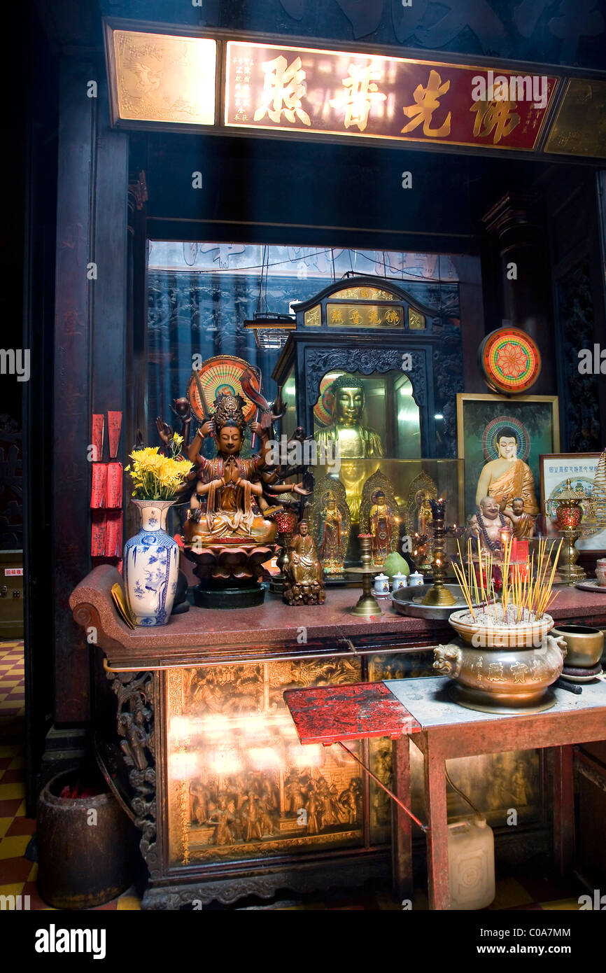 Altar in the taoist Jade Emperor Pagoda (Chua Ngoc Hoang). Stock Photo