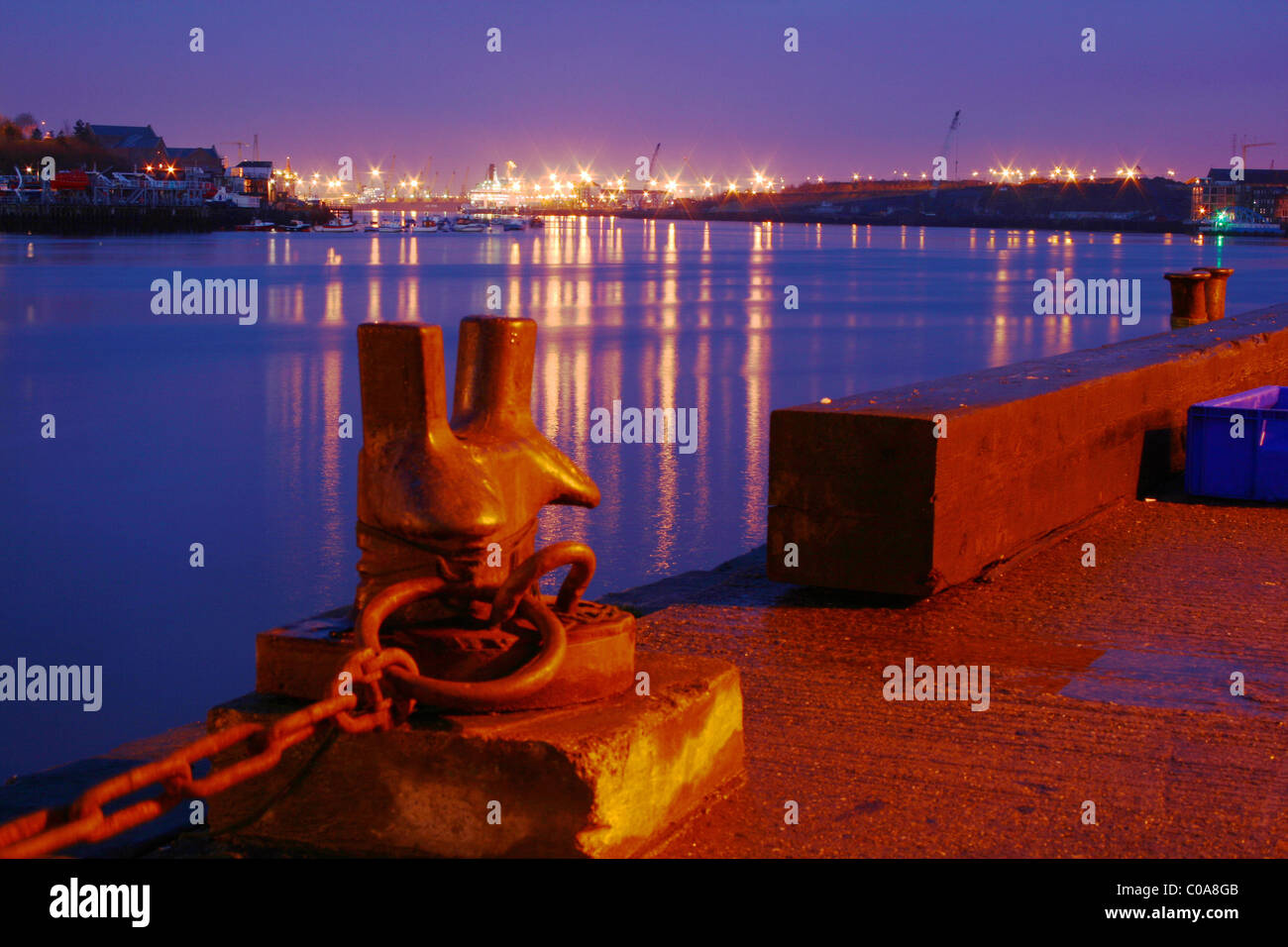 View along the River Tyne from the Fish Quay at North Shields, Tyne & Wear Stock Photo