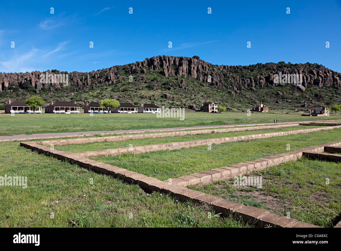 Remains of foundations at Fort Davis National Historic Site Texas USA Stock Photo