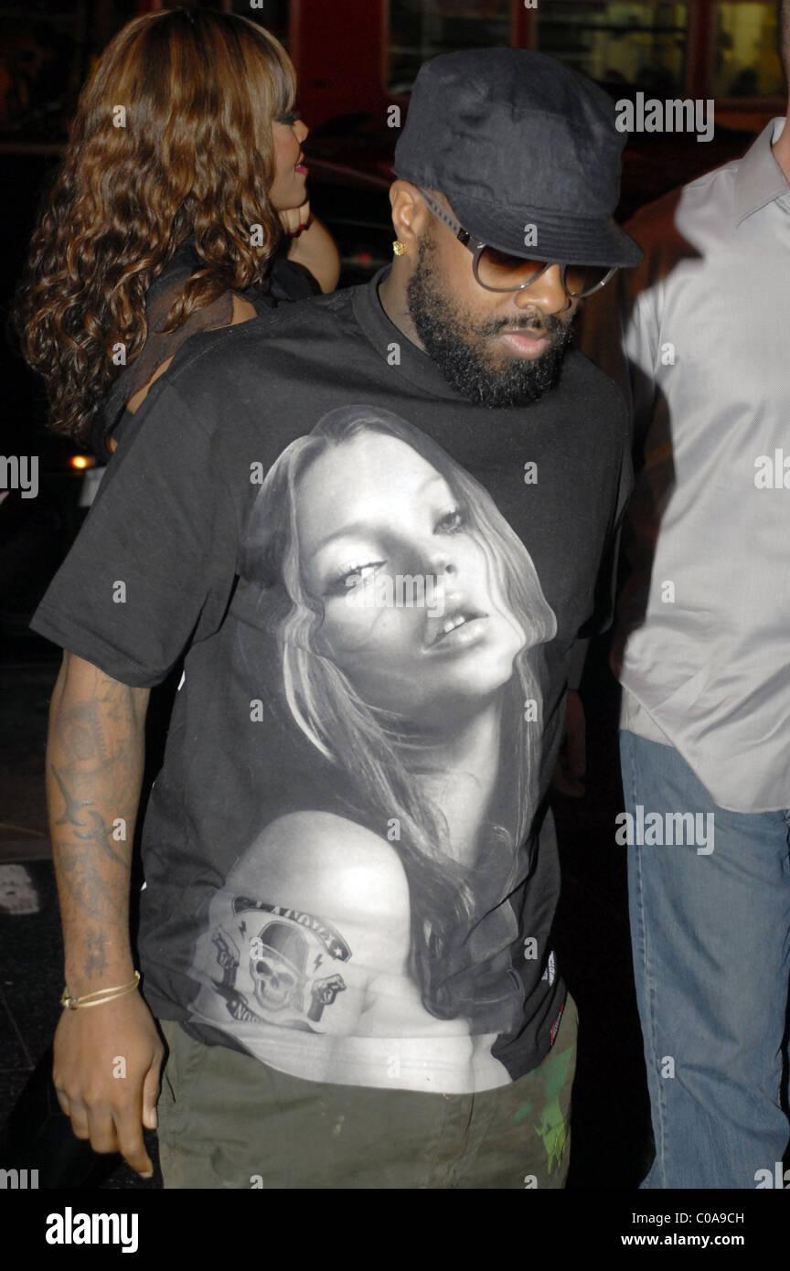 Jermaine Dupris wearing a tshirt with a picture of Kate Moss at