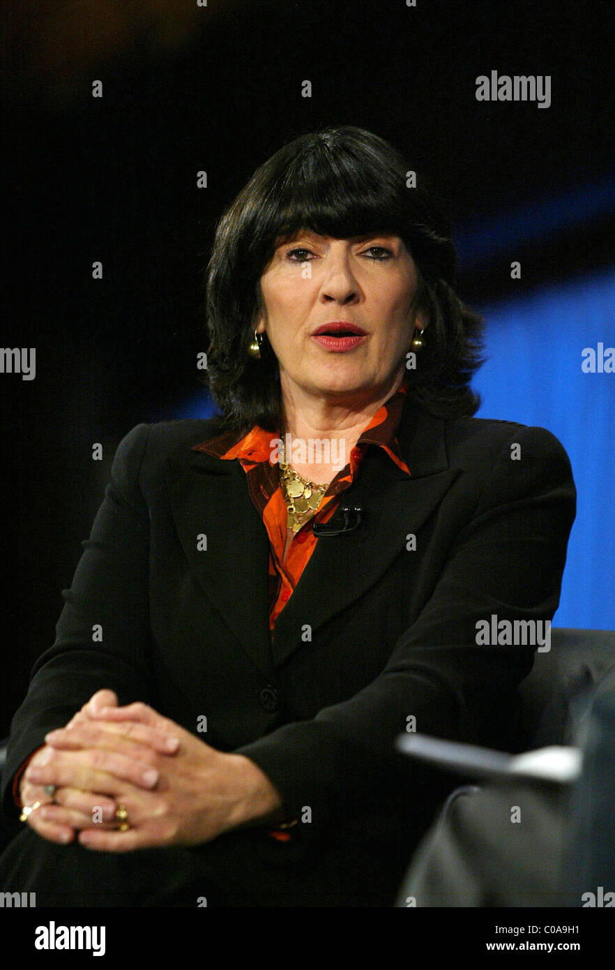 Christiane Ampour Attends "The World: A Conversation With Christiane Amanpour" Marvin Kalb interviewing CNN correspondent Stock Photo