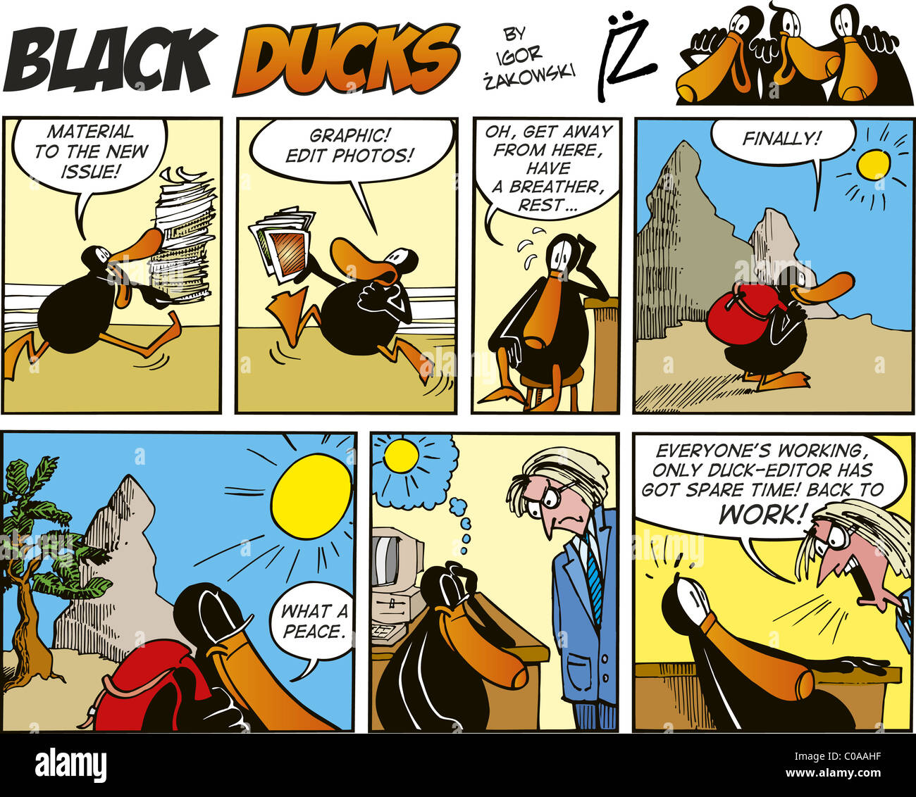 Black Ducks Comic Strip episode 54 Stock Photo