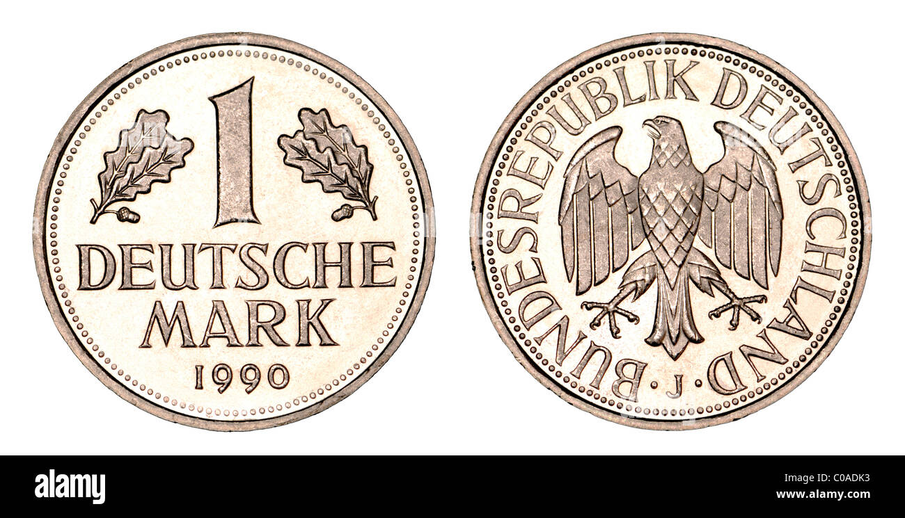 German 1 Deutschmark coin from 1990 Stock Photo