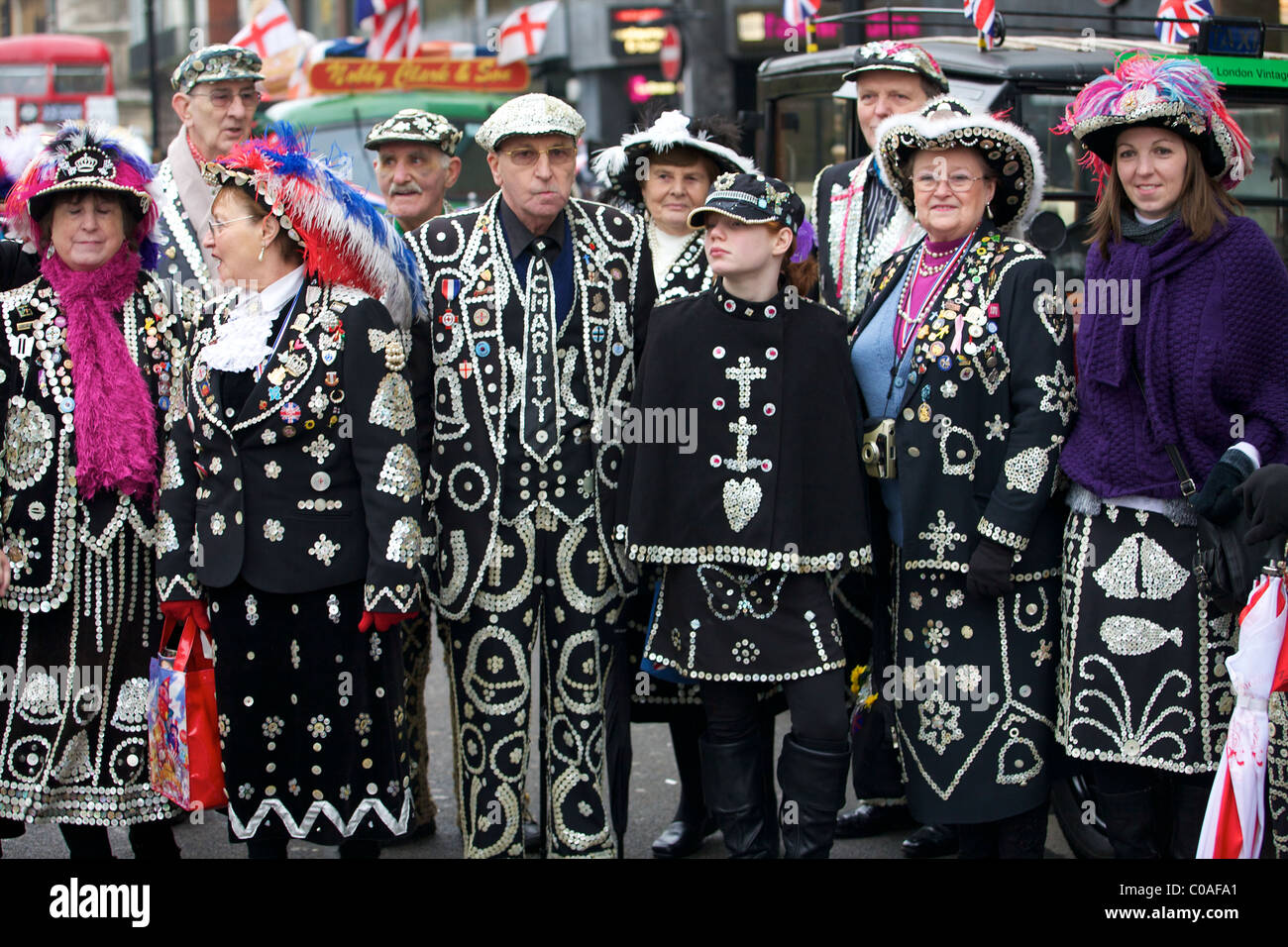 Pearly King and Queens at The New Years day Parade London Stock Photo