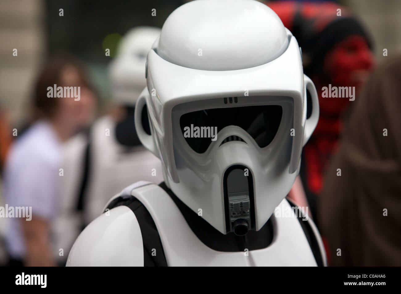 Man dressed as a storm trooper  from the Star wars film  during the New Years Day Parade London Stock Photo