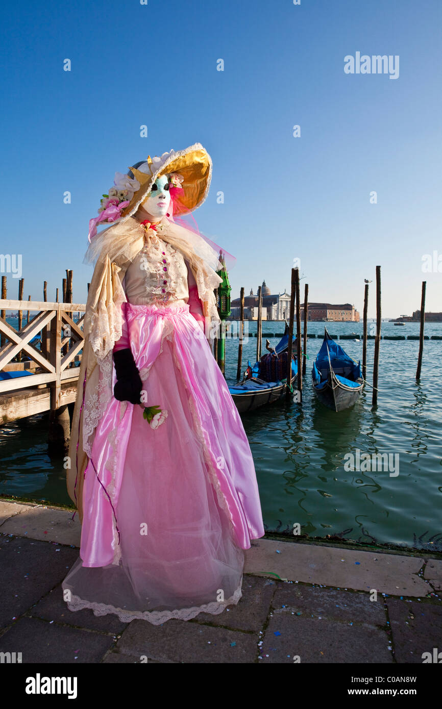 Venice carnival pink costume hi-res stock photography and images - Alamy