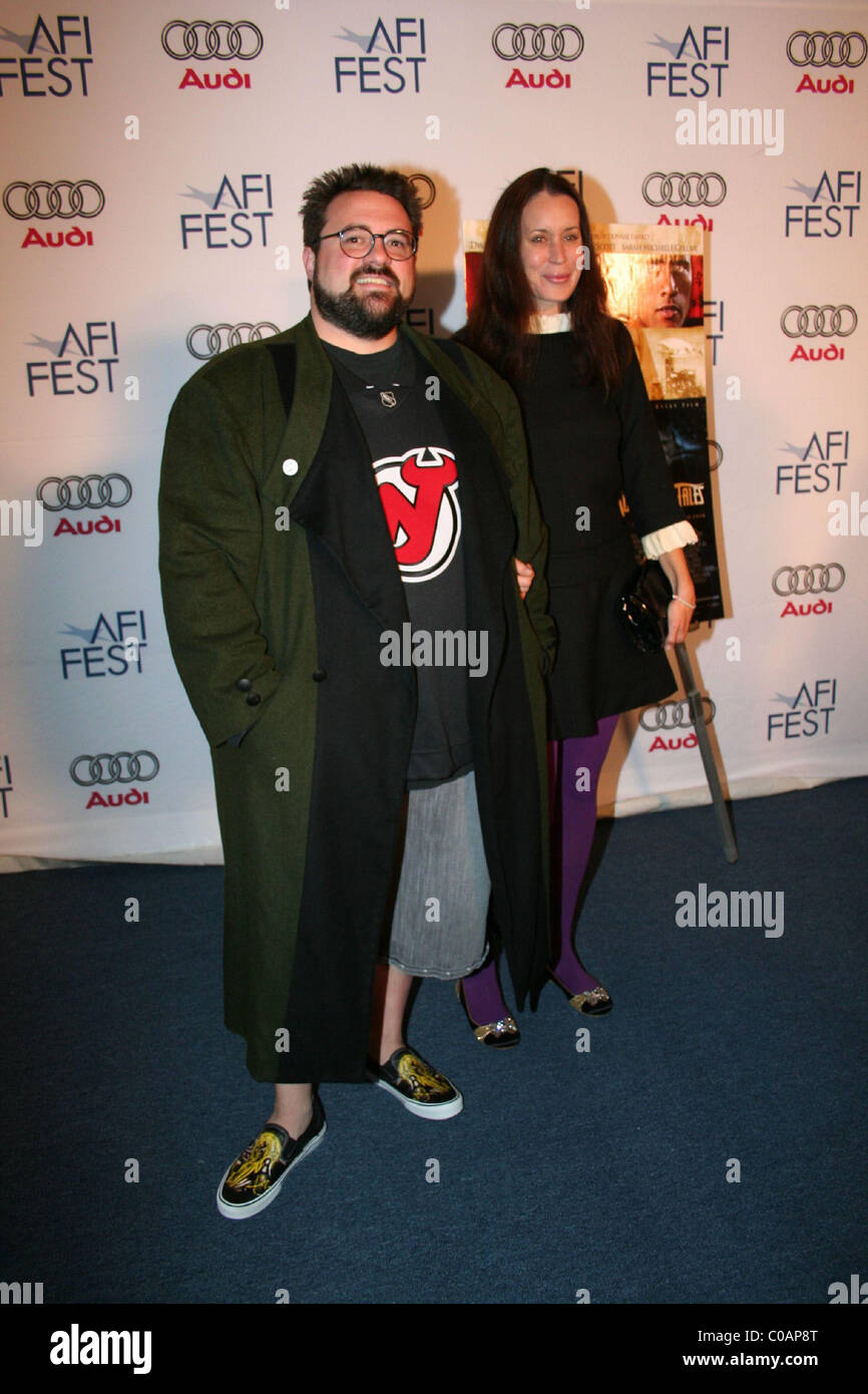 Kevin Smith and wife Jennifer Schwalbach Smith 'Southland Tales' premiere as part of the AFI Film Festival at ArcLight Theaters Stock Photo